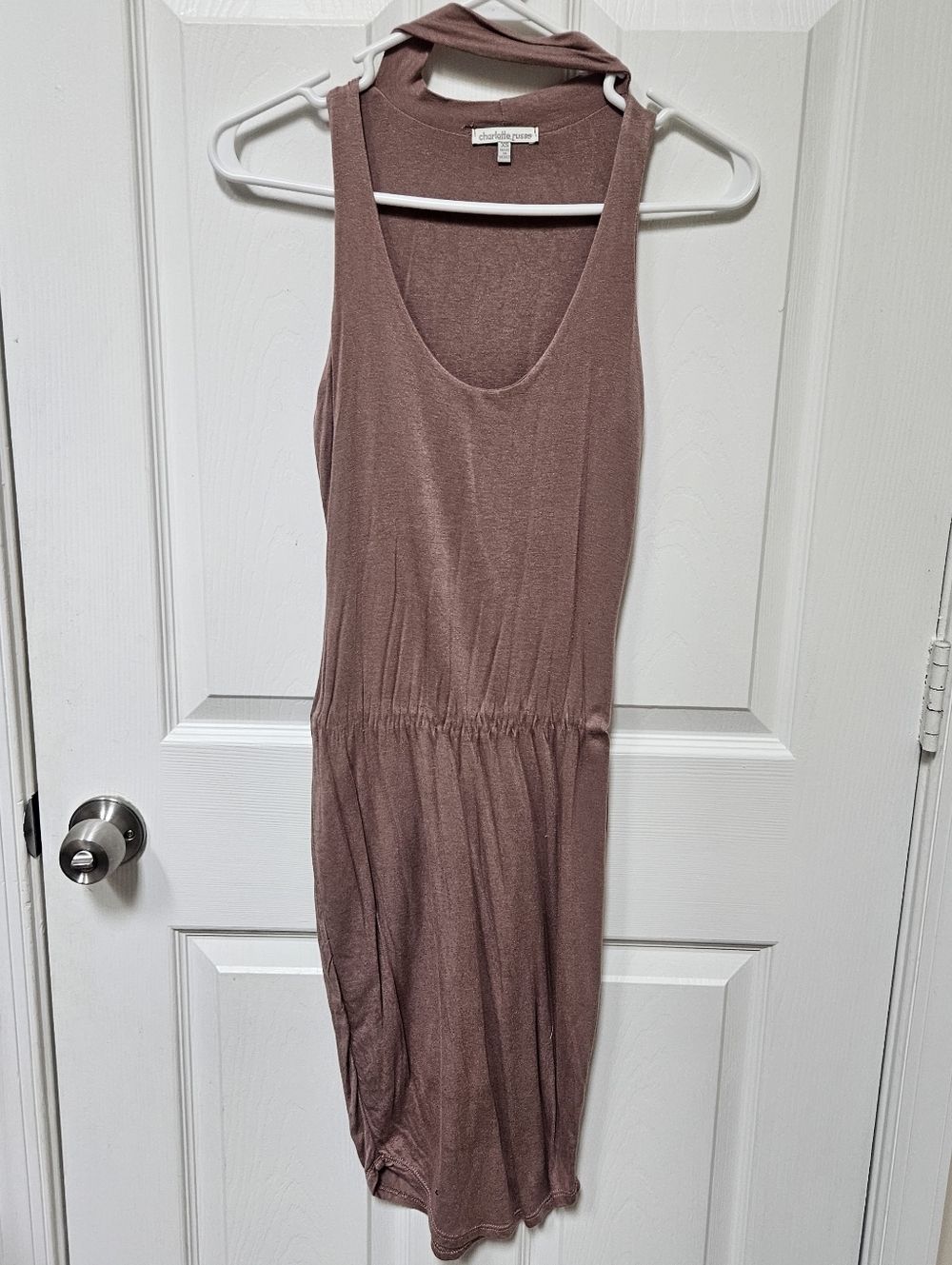 Charlotte Russe Dusty Mauve Sleeveless Midi Dress with Drawstring Waist